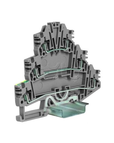 Зажим трех-уровневый c заземлением на нижнем уровне 2,5 кв.мм, серый DKC ZHL500GR в Иваново Держатели, клипсы, скобы Pintop.ru