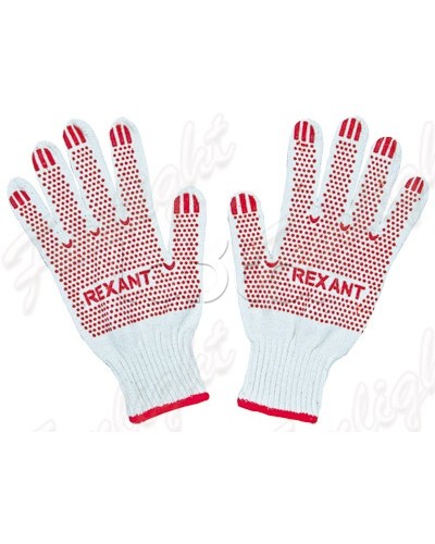Перчатки Х/Б с покрытием ПВХ, 5 нитей, 48-50 гр. (10шт/уп) REXANT 09-0202-1 в Иваново Аксессуары для кабель-канала Pintop.ru