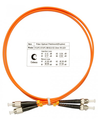 Шнур оптический duplex FC-ST 62,5/125 mm 1м LSZH Cabeus FOP-62-FC-ST-1m в Иваново Патч-корды оптические Pintop.ru
