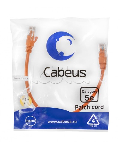 Патч-корд медный U/UTP кат.5е (0,3м) LSZH (оранжевый) Cabeus (PC-UTP-RJ45-Cat.5e-0.3m-OR-LSZH) в Иваново Патчкорды (медные) Pintop.ru