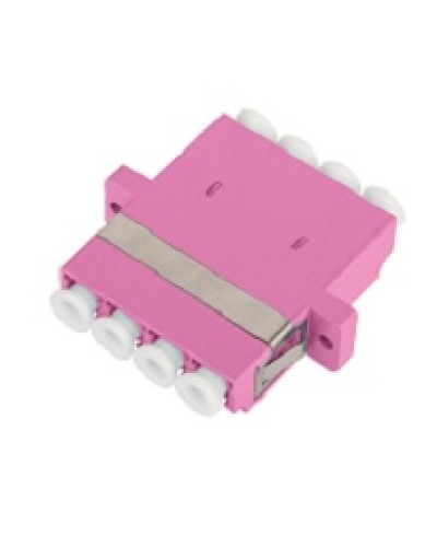 Адаптер NIKOMAX волоконно-оптический, соединительный, многомодовый, стандарта OM4, LC/UPC-LC/UPC, квадро, пластиковый, без шторки, с фланцами, маджента, уп-ка 2шт. в Иваново Проходные адаптеры и розетки оптические Pintop.ru