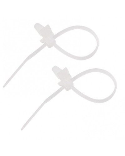 Хомут-стяжка нейлоновый, с крепежным пистоном 2.5х100 мм белый (100шт/уп) REXANT 07-0107 в Иваново Стяжки-хомуты Pintop.ru