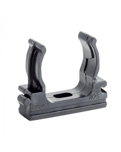 CF25G Держатель (клипса), без галогена, для труб D25мм, цвет чёрный (10шт) Экопласт (41725-10HF-BL) в Иваново Держатели, клипсы, скобы Pintop.ru