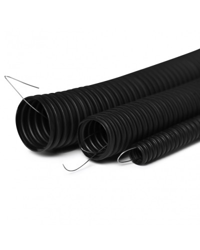 Труба гофрированная с зондом 20 мм.из ПНД, трудногорючая, безгалогенная FRHFгибкая со стальной протяжкой (черный) ПожТехКабель 713-002 в Иваново Труба гофрированная Pintop.ru