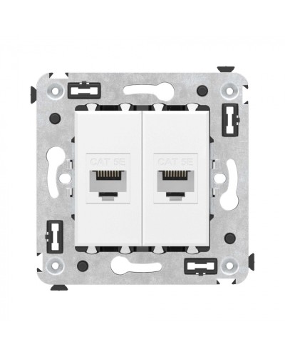Компьютерная розетка RJ-45 без шторки в стену, кат.5е двойная, Avanti, Белое облако DKC 4400664 в Иваново Розетки компьютерные и телефонные Pintop.ru