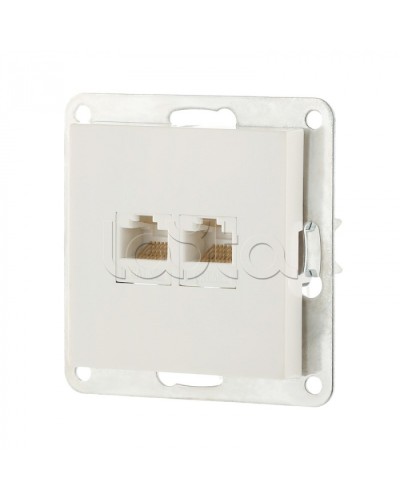 Розетка компьютерная двойная 2хRJ-45 кат.5е с накладкой (белый) LK80 Экопласт (846204-1) в Иваново Розетки компьютерные и телефонные Pintop.ru