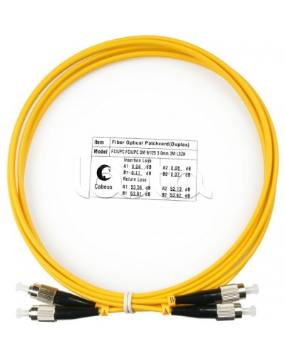 Шнур оптический duplex FC-FC 9/125 sm 2м LSZH Cabeus FOP(d)-9-FC-FC-2m в Иваново Патч-корды оптические Pintop.ru