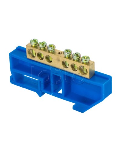 Шина 0 N (8х12мм) 6 отверстий латунь синий изолятор на DIN-рейку EKF PROxima (sn0-125-6-d) в Иваново Клеммные колодки Pintop.ru