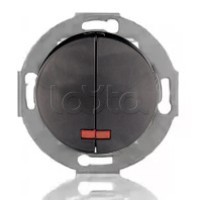 Выключатель двухклавишный Экопласт (схема 5L) с индикатором 10 A, 250 B (черный ) Vintage