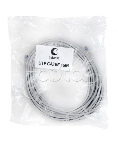 Патч-корд UTP, категория 5e, 15 м, неэкранированный, серый Cabeus PC-UTP-RJ45-Cat.5e-15m в Иваново Патчкорды (медные) Pintop.ru