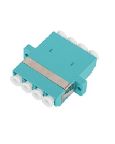 Адаптер NIKOMAX волоконно-оптический, соединительный, многомодовый, стандарта OM3, LC/UPC-LC/UPC, квадро, пластиковый, без шторки, с фланцами, аква, уп-ка 2шт. в Иваново Проходные адаптеры и розетки оптические Pintop.ru