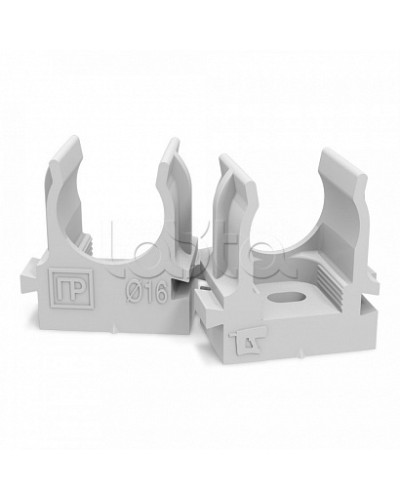 Крепеж-клипса для труб атмосферостойкая для монтажного пистолета серая в п/э d16 мм (100шт/1100шт уп/кор) Промрукав (PR13.0401) в Иваново Держатели, клипсы, скобы Pintop.ru