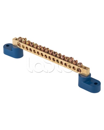 Шина 0 N (8х12мм) 16 отверстий латунь 2 синих угловых изолятора EKF PROxima (sn0-125-16-2) в Иваново Клеммные колодки Pintop.ru