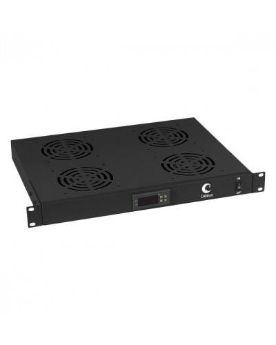 Панель вентиляционная с 4 вентиляторами с цифровым термодатчиком (черный) Cabeus JG03t-BK в Иваново Вентиляторные модули Pintop.ru