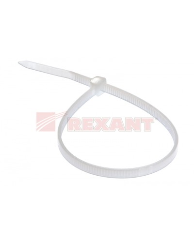 Хомут-стяжка нейлоновый 5х250 мм белый (100шт/уп) REXANT 07-0250-5 в Иваново Стяжки-хомуты Pintop.ru