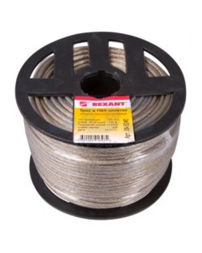 Трос стальной в ПВХ изоляции d4 мм (100 м) REXANT 09-5240 в Иваново Крепежные изделия Pintop.ru