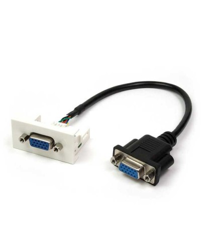 Вставка Mosaic 22.5x45 с адаптером VGA D-SUB HDB-15 мама, со шнуром 3 м мама, белая LANMASTER LAN-WA-LP-VGA-FF-3.0 в Иваново Коммутационные изделия Pintop.ru