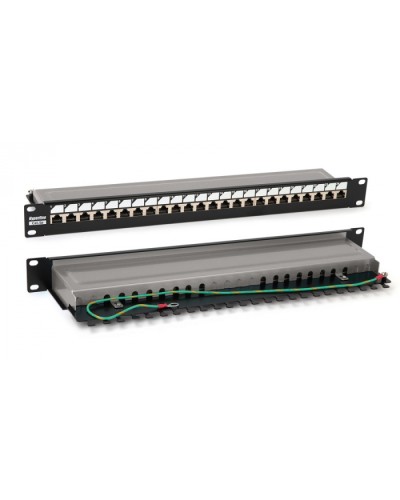 Патч-панель 19, 1U, 24 порта RJ-45 полн. экран., категория 6, Dual IDC, цвет черный Hyperline PP3-19-24-8P8C-C6-SH-110D в Иваново Патч панель Pintop.ru
