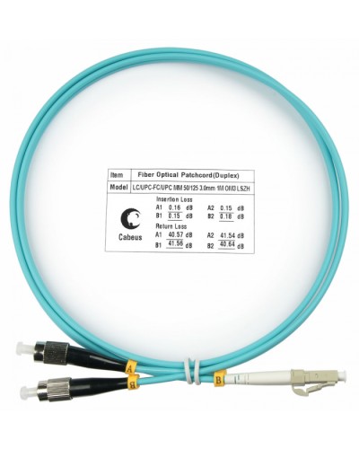 Шнур оптичесикй duplex LC-FC 50/125 MM OM3 1 м LSZH Cabeus FOP-50-LC-FC-1M в Иваново Патч-корды оптические Pintop.ru