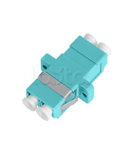 Адаптер NIKOMAX волоконно-оптический, соединительный, многомодовый, стандарта OM3, LC/UPC-LC/UPC, двойной, пластиковый, без шторки, с фланцами, аква, уп-ка 2шт. NIKOMAX (NMF-OA2M3-FN-LCU-LCU-AQ-2) в Иваново Проходные адаптеры и розетки оптические Pint