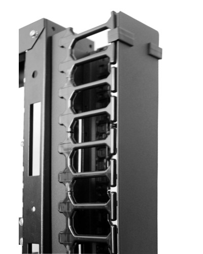 Вертикальный кабельный органайзер с пласт. пальцами для шкафов ШТК-СП-48.6.x, 2 компл ЦМО (ВКО-П-24/48U-9005) в Иваново Кабельные органайзеры Pintop.ru