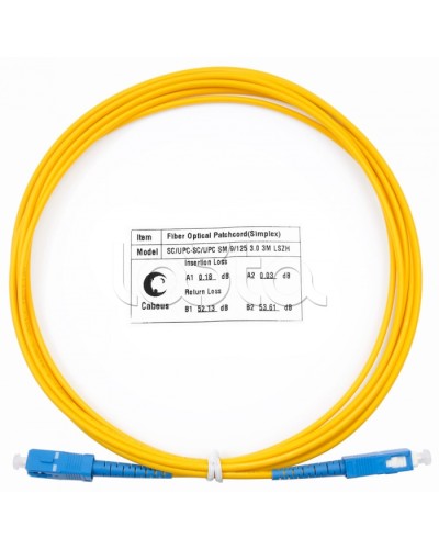 Патч-корд волоконно-оптический (шнур) SM 9/125 simplex SC-SC LSZH (3м) Cabeus FOP(s)-9-SC-SC-3m в Иваново Патч-корды оптические Pintop.ru