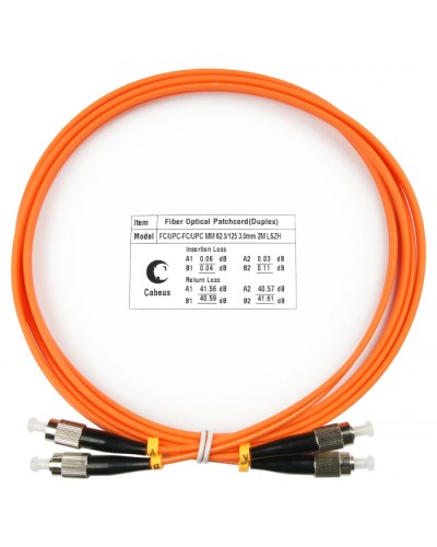 Шнур оптический duplex FC-FC 62,5/125 mm 2м LSZH Cabeus FOP-62-FC-FC-2m в Иваново Патч-корды оптические Pintop.ru