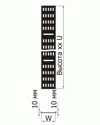 Лоток вертикальный кабельный для шкафов 18U, шириной 200 мм, черный TWT TWT-CB-CTR-18U-2 в Иваново Кабельные лотки Pintop.ru