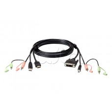 КВМ-кабель с интерфейсами передачи звука, USB, HDMI - DVI-I (1.8м) ATEN 2L-7D02DH