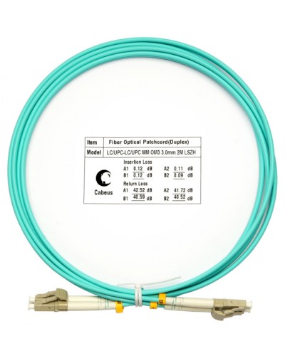 Шнур оптический duplex LC-LC 50/125 mm OM3 2м LSZH Cabeus FOP-50-LC-LC-2m в Иваново Патч-корды и пигтейлы Pintop.ru