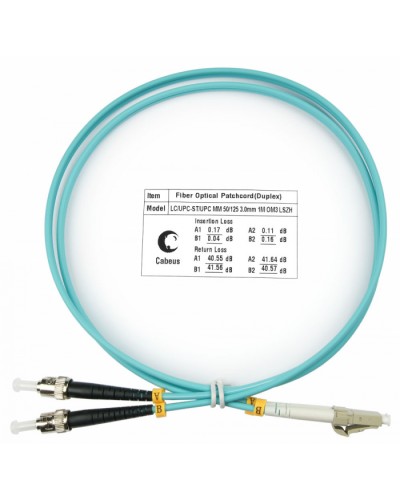 Шнур оптический duplex LC-ST 50/125 MM OM3 1 м LSZH Cabeus FOP-50-LC-ST-1M в Иваново Патч-корды и пигтейлы Pintop.ru