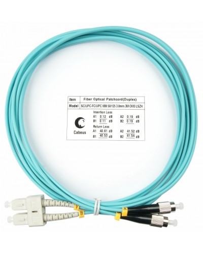 Шнур оптический duplex SC-FC 50/125 mm OM3 3м LSZH Cabeus FOP-50-SC-FC-3m в Иваново Патч-корды и пигтейлы Pintop.ru