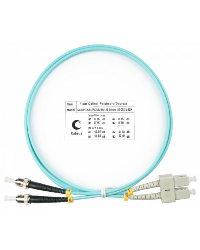 Шнур оптический duplex SC-ST 50/125 MM OM3 1 м LSZH Cabeus FOP-50-SC-ST-1M в Иваново Патч-корды и пигтейлы Pintop.ru