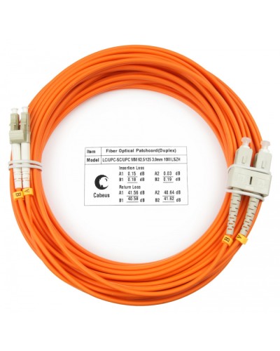 Шнур оптический duplex LC-SC 62,5/125 mm 10м LSZH Cabeus FOP-62-LC-SC-10m в Иваново Патч-корды оптические Pintop.ru