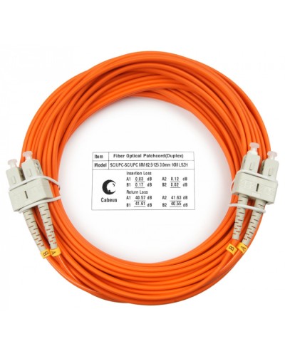 Шнур оптический duplex SC-SC 62,5/125 mm 10м LSZH Cabeus FOP-62-SC-SC-10m в Иваново Патч-корды оптические Pintop.ru