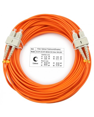Шнур оптический duplex SC-SC 62,5/125 mm 25м LSZH Cabeus FOP-62-SC-SC-25m в Иваново Патч-корды оптические Pintop.ru