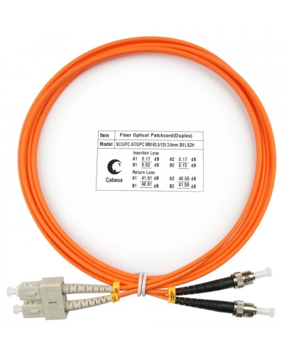 Шнур оптический duplex SC-ST 62,5/125 mm 2м LSZH Cabeus FOP-62-SC-ST-2m в Иваново Патч-корды оптические Pintop.ru