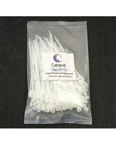 Стяжка нейлоновая неоткрывающаяся, безгалогенная (halogen free), 110x2.5мм, под винт (100 шт) Cabeus GTSC-110 в Иваново Стяжки-хомуты Pintop.ru