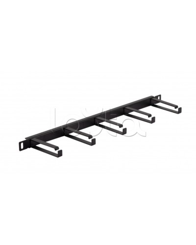 Органайзер горизонтальный 19 0.5U, 5 колец (Черный) Cabeus (JB08-0,5U-BK) в Иваново Кабельные органайзеры Pintop.ru