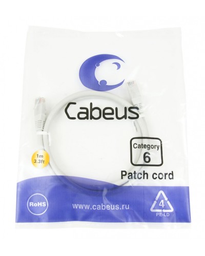 Шнур коммутационный 2xRJ-45/8P8C U/UTP кат.6 (1 м) Cabeus PC-UTP-RJ45-Cat.6-1m в Иваново Патчкорды (медные) Pintop.ru