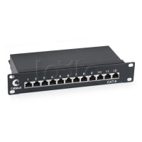 Патч-панель 10", 12 портов RJ-45 полностью экранированная, категория 6, Dual IDC Cabeus PL-12-Cat.6 10"-SH-Dual IDC