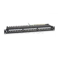 Патч-панель 19", 1U, 24 портов RJ-45, категория 6, полностью экранированная, с задним кабельным организатором PL-48-Cat.6A-Dual IDC