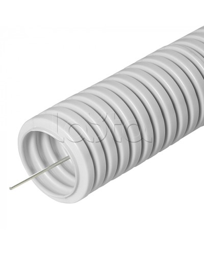 Труба ПВХ гибкая гофрированная д.16мм, лёгкая с протяжкой, 100м, цвет серый Cabeus (FCPL-16-PVC-100-1-GY) в Иваново Труба гофрированная Pintop.ru