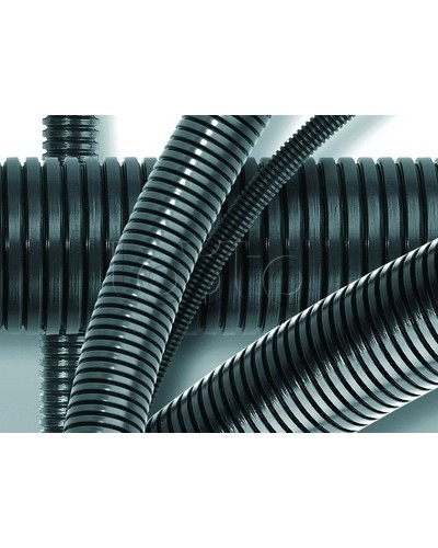 Труба ПА 6 гофр. DN48мм, ПВ-0, Dвн 47,4 мм, Dнар 54,5 мм, цвет тёмно-серый, без протяжки DKC PA604855F0 в Иваново Гладкая труба Pintop.ru