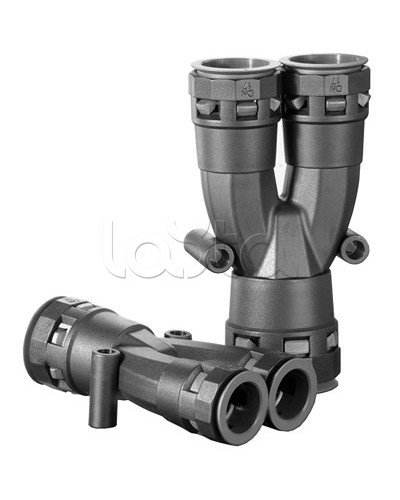 Разветвитель DN 1х17 + 2х12 мм, полиамид, цвет черный DKC PAY171212N в Иваново Повороты, муфты, тройники Pintop.ru