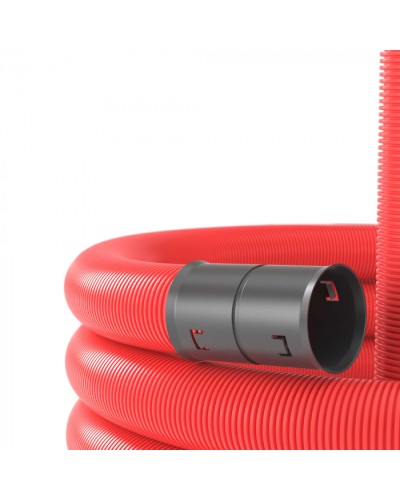 Двустенная труба ПНД гибкая для кабельной канализации д.40мм с протяжкой, SN18, 500Н, 50м, красный DKC 121940 в Иваново Труба гофрированная Pintop.ru