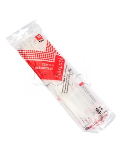 Хомут P6.6 стандартный (б), 2.5x150 (50шт) FlexLock PROxima EKF (plc-fl-ctsw-2.5x150-r) в Иваново Стяжки-хомуты Pintop.ru