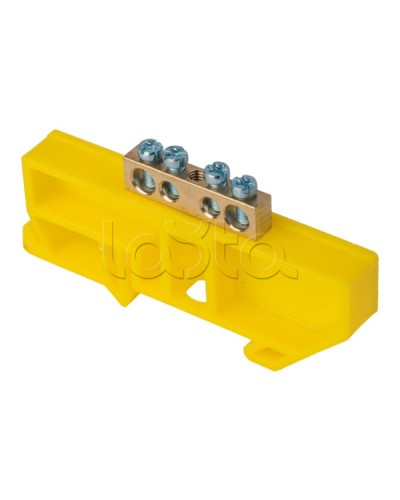 Шина 0 N (6х9мм) 4 отверстия латунь желтый изолятор на DIN-рейку EKF PROxima (sn0-63-04-dz) в Иваново Аксессуары для стоек и шкафов Pintop.ru