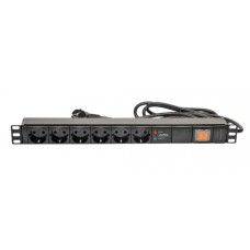Блок 1U, 6 розеток Schuko, с фильтром помех Eurolan (60A-61-07-06BL)