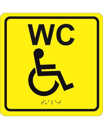 Табличка тактильная Hostcall MP-010Y3Туалет для инвалидов (200x200мм) желтый в Иваново Система оповещения и трансляции Hostcall Pintop.ru